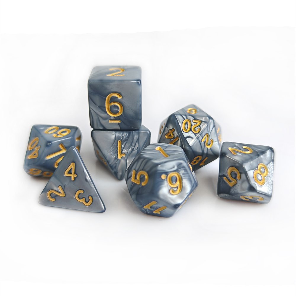 7Pcs/Set Marble Grey Dice Polyhedral Dungeons and Dragons Role Playing Board Game Dice Acrylic DND RPG Dice Set