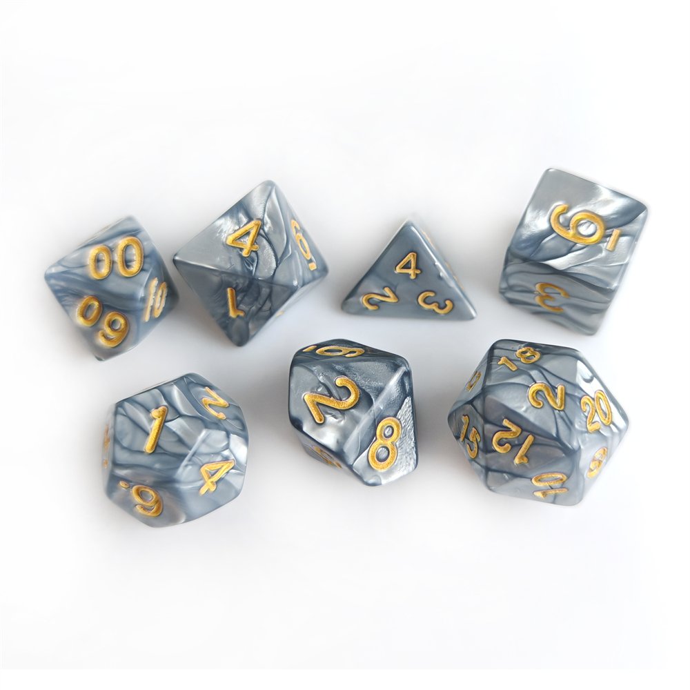7Pcs/Set Marble Grey Dice Polyhedral Dungeons and Dragons Role Playing Board Game Dice Acrylic DND RPG Dice Set