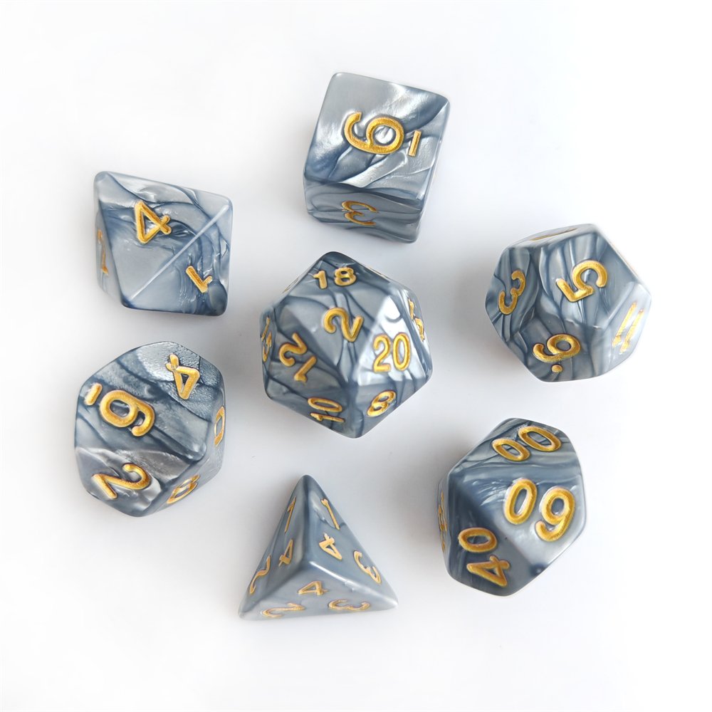 7Pcs/Set Marble Grey Dice Polyhedral Dungeons and Dragons Role Playing Board Game Dice Acrylic DND RPG Dice Set