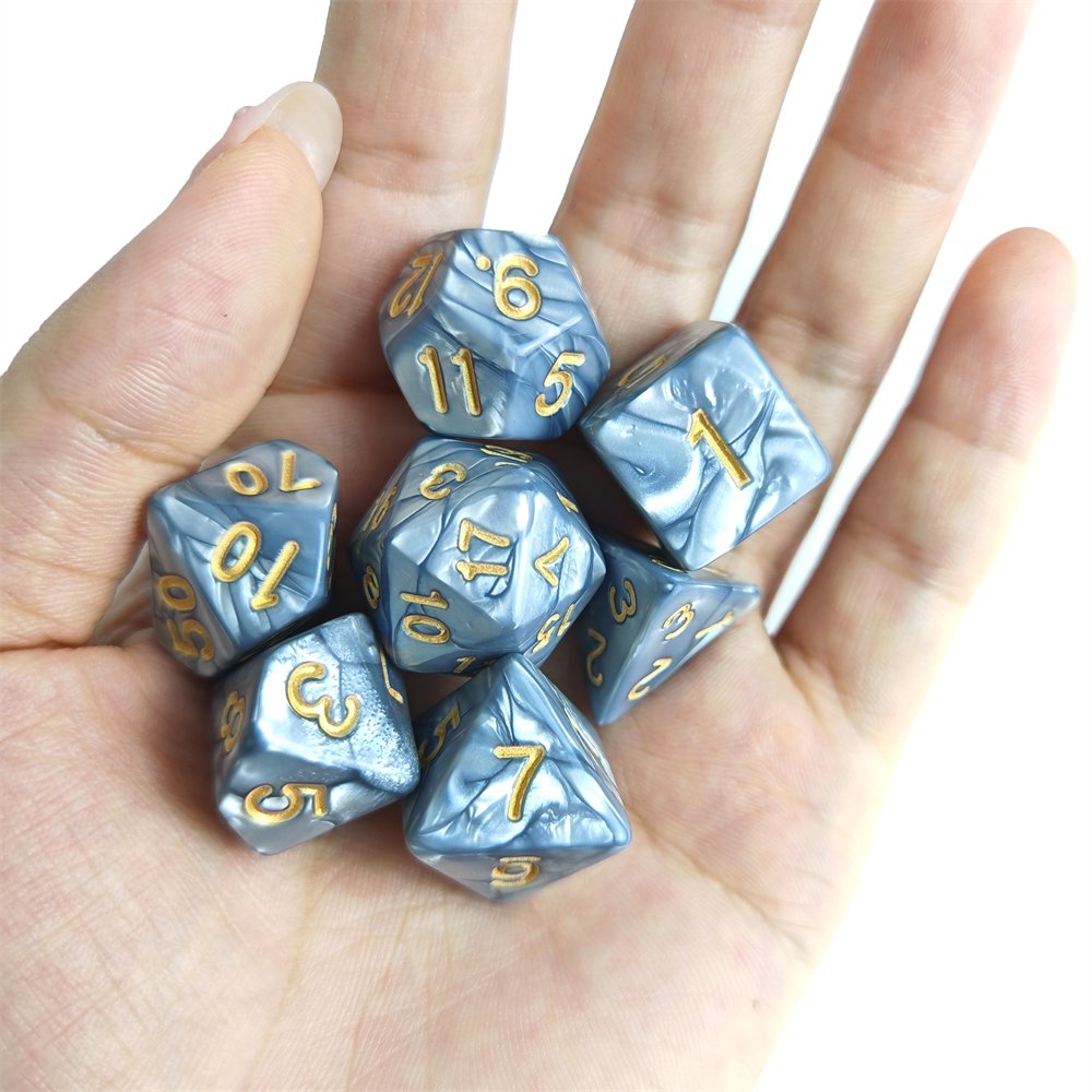 7Pcs/Set Marble Grey Dice Polyhedral Dungeons and Dragons Role Playing Board Game Dice Acrylic DND RPG Dice Set