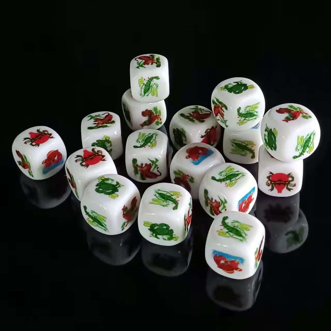 Most Popular D6 Custom Logo Game Personalized Printed Dice 16mm-24mm Multicolor Printing 16mm Casino Dice Set For Games