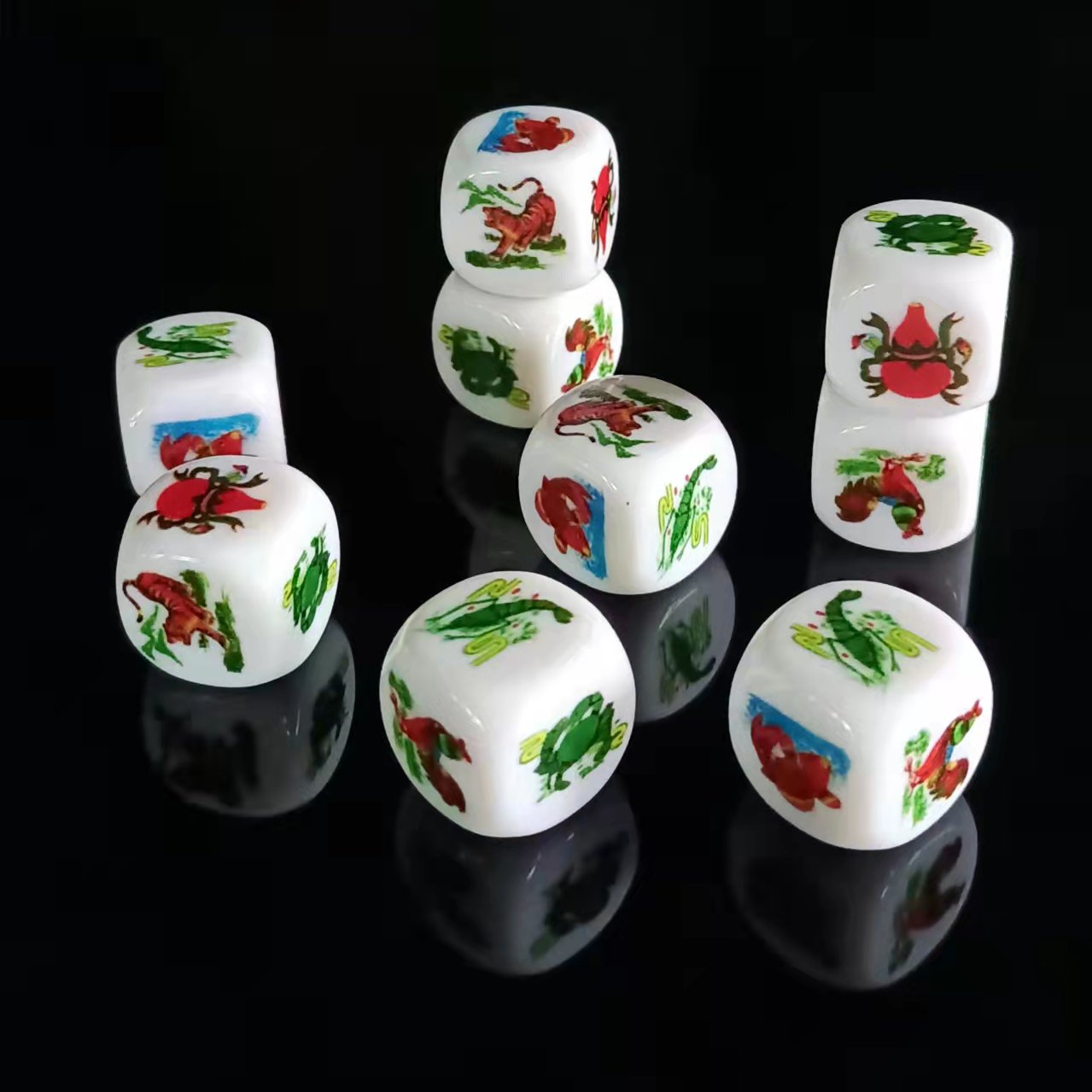 Most Popular D6 Custom Logo Game Personalized Printed Dice 16mm-24mm Multicolor Printing 16mm Casino Dice Set For Games