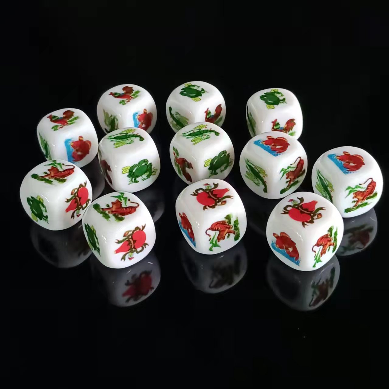 Most Popular D6 Custom Logo Game Personalized Printed Dice 16mm-24mm Multicolor Printing 16mm Casino Dice Set For Games