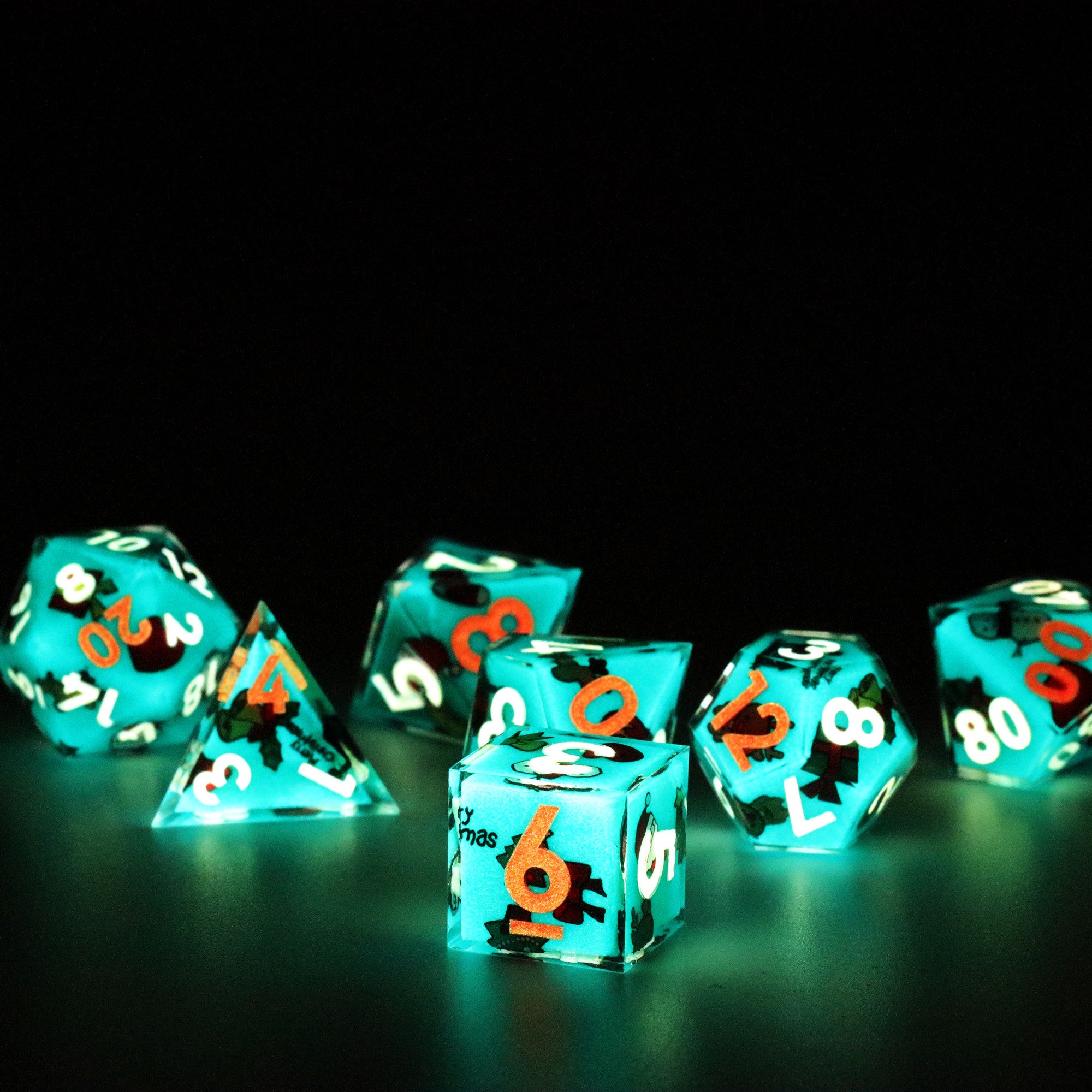MINI PLANET Pumpkin Spider Christmas Stickers DND Dice Set Wholesale Custom Resin Dice For TRPG Board Game Sharp Polyhedral Dice