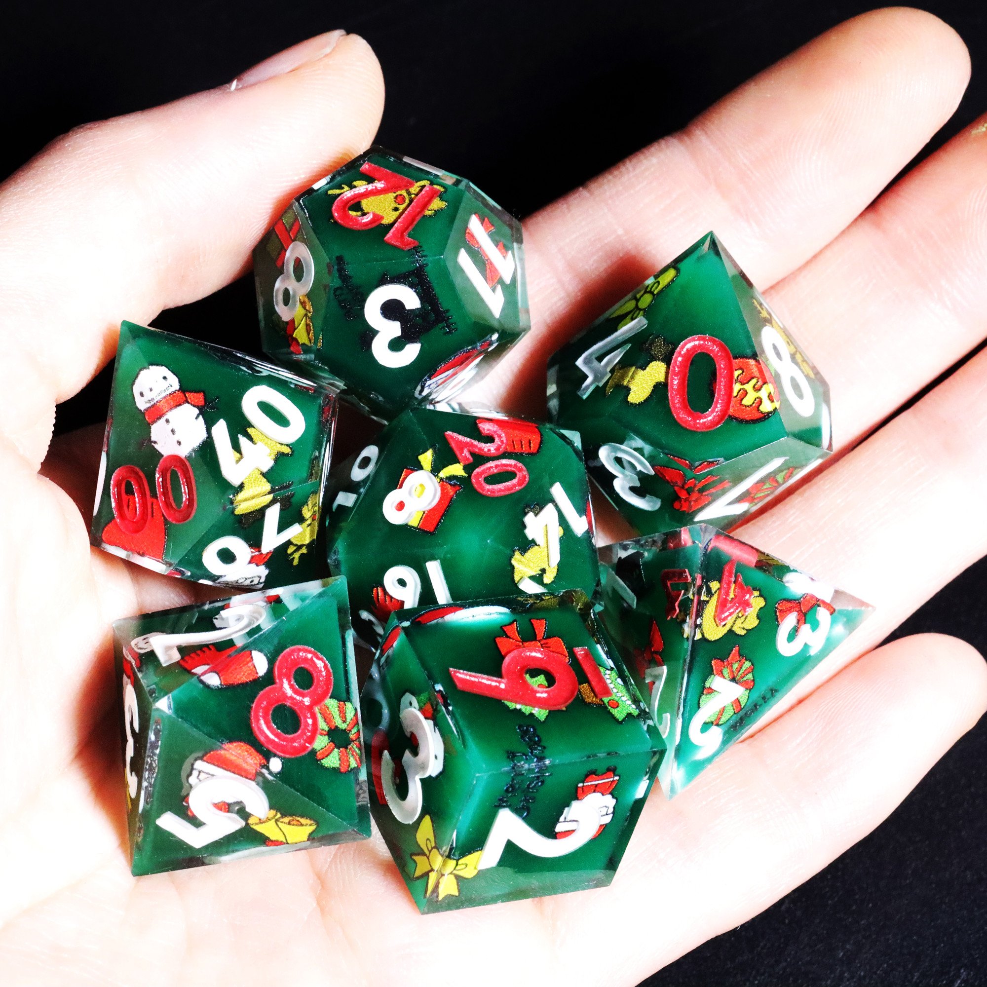 MINI PLANET Pumpkin Spider Christmas Stickers DND Dice Set Wholesale Custom Resin Dice For TRPG Board Game Sharp Polyhedral Dice