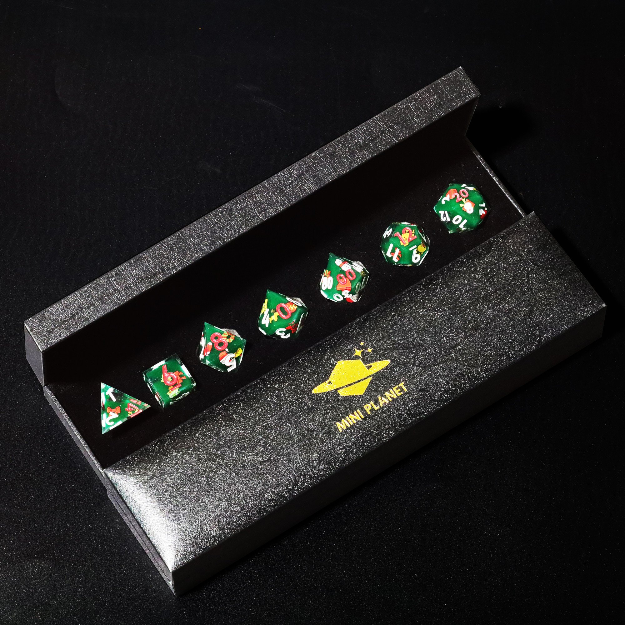 MINI PLANET Pumpkin Spider Christmas Stickers DND Dice Set Wholesale Custom Resin Dice For TRPG Board Game Sharp Polyhedral Dice