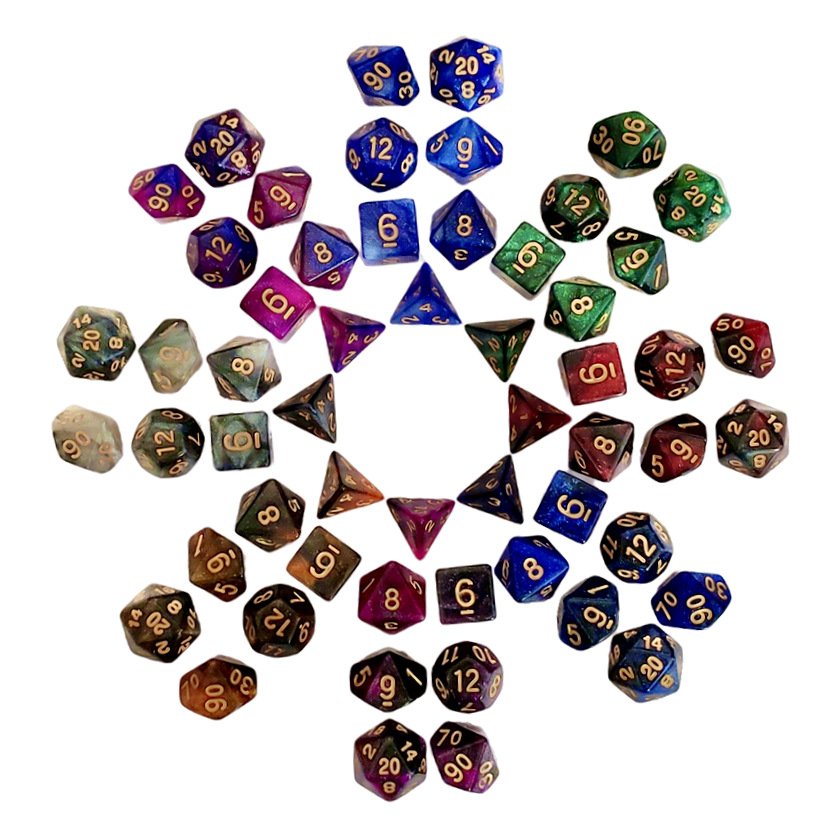 7 Piece Set Starry Galaxy Dice Set RPG DND Dragon and Dungeon Role-Playing Game Dice