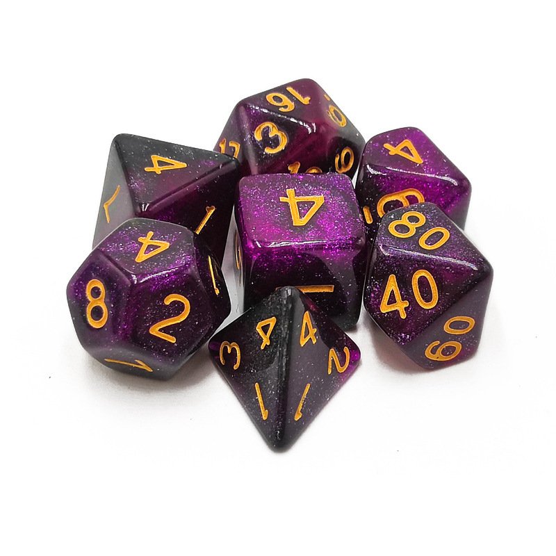 7 Piece Set Starry Galaxy Dice Set RPG DND Dragon and Dungeon Role-Playing Game Dice