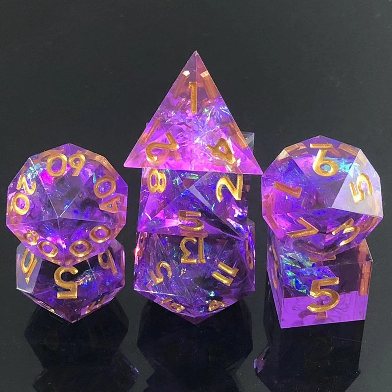 Custom Logo Polyhedral Resin Dice Set For Dnd Rpg Dragon And Dungeons Board Game Role-playing Board Game Dice
