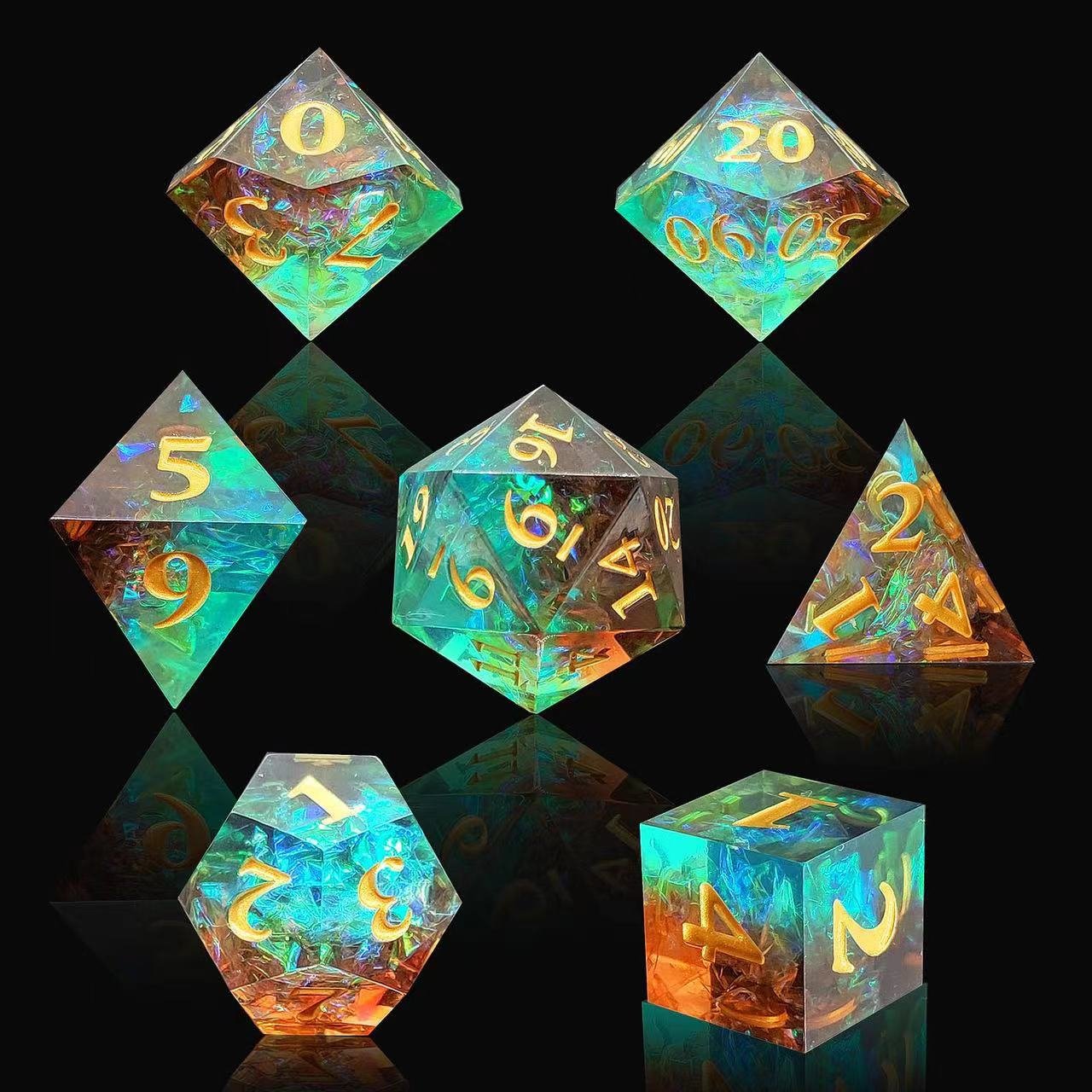 Customizable Dungeons & Dragons TPRG Polyhedron Resin Sharp Dice Wholesale Digital Board Game Targets Polyhedral Shape