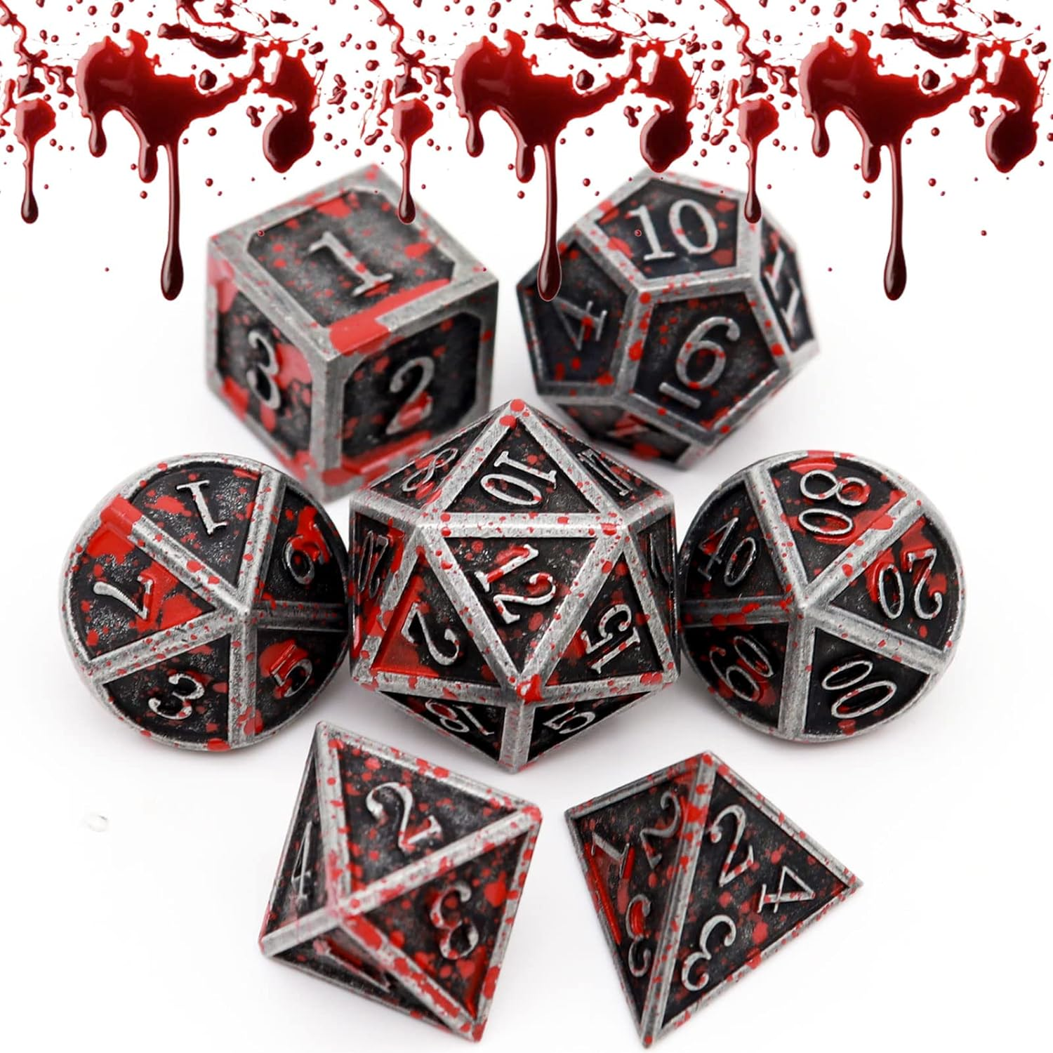 Professional Custom Metal DND dice set Polyhedron D10 D6 D20 Dice Dungeon and Dragon RPG board game custom logo Metal Solid