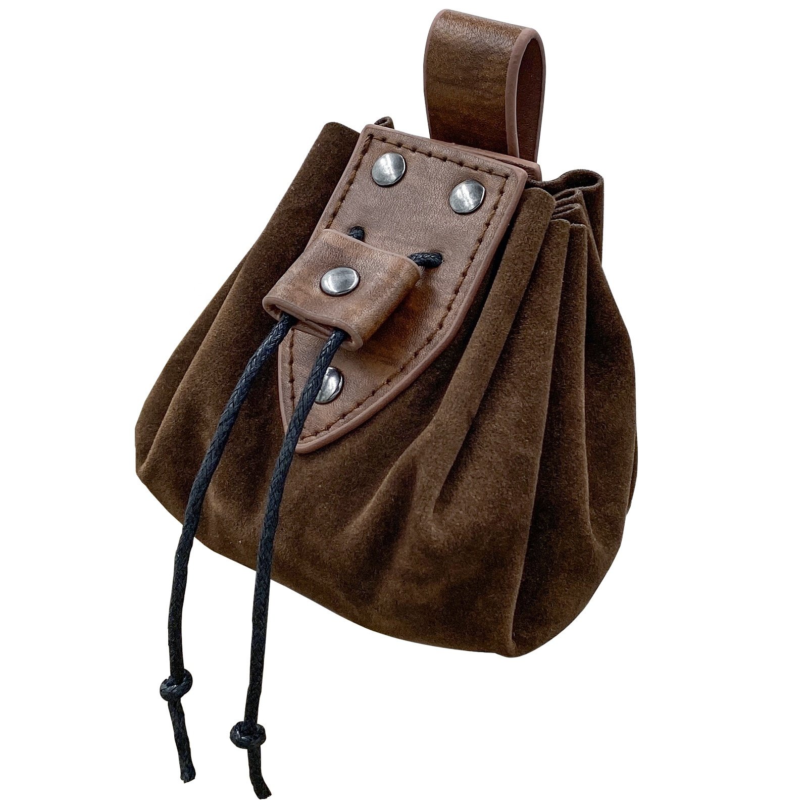 Classic Pu Leather Dice Pouch Storage Bag Medieval Style Black Leather Dice Bag with Drawstring Closure