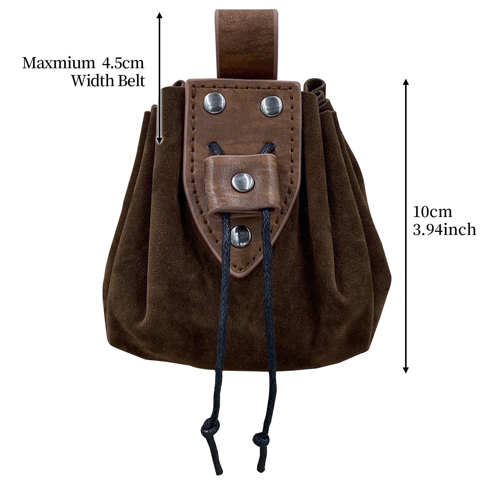 Classic Pu Leather Dice Pouch Storage Bag Medieval Style Black Leather Dice Bag with Drawstring Closure