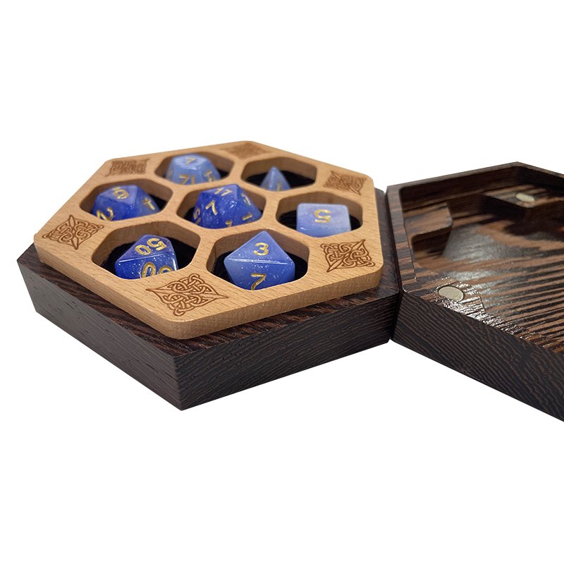 High Quality Dnd Rpg Board Game Wood Dice Boxes With Dungeons And Dragons Dice Wooden Box