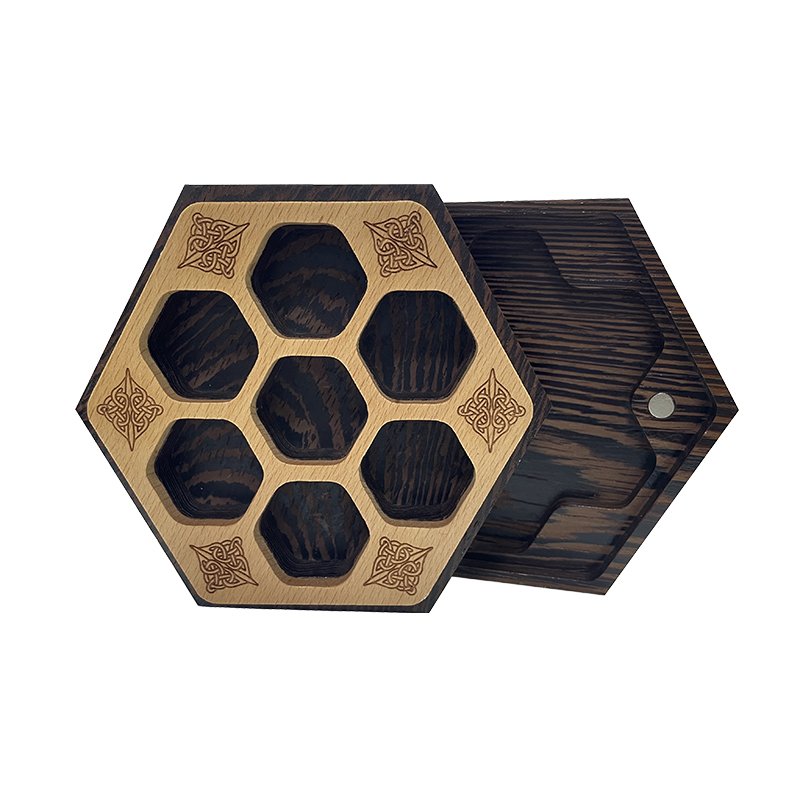 High Quality Dnd Rpg Board Game Wood Dice Boxes With Dungeons And Dragons Dice Wooden Box