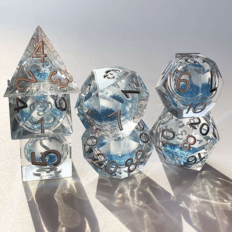Resin Liquid Core Dice RPG DND Online Games Tabletop Dices Polyhedral Sharp Edge Liquid Core Dice