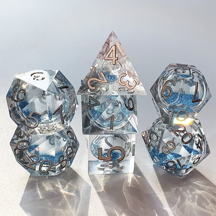 Resin Liquid Core Dice RPG DND Online Games Tabletop Dices Polyhedral Sharp Edge Liquid Core Dice