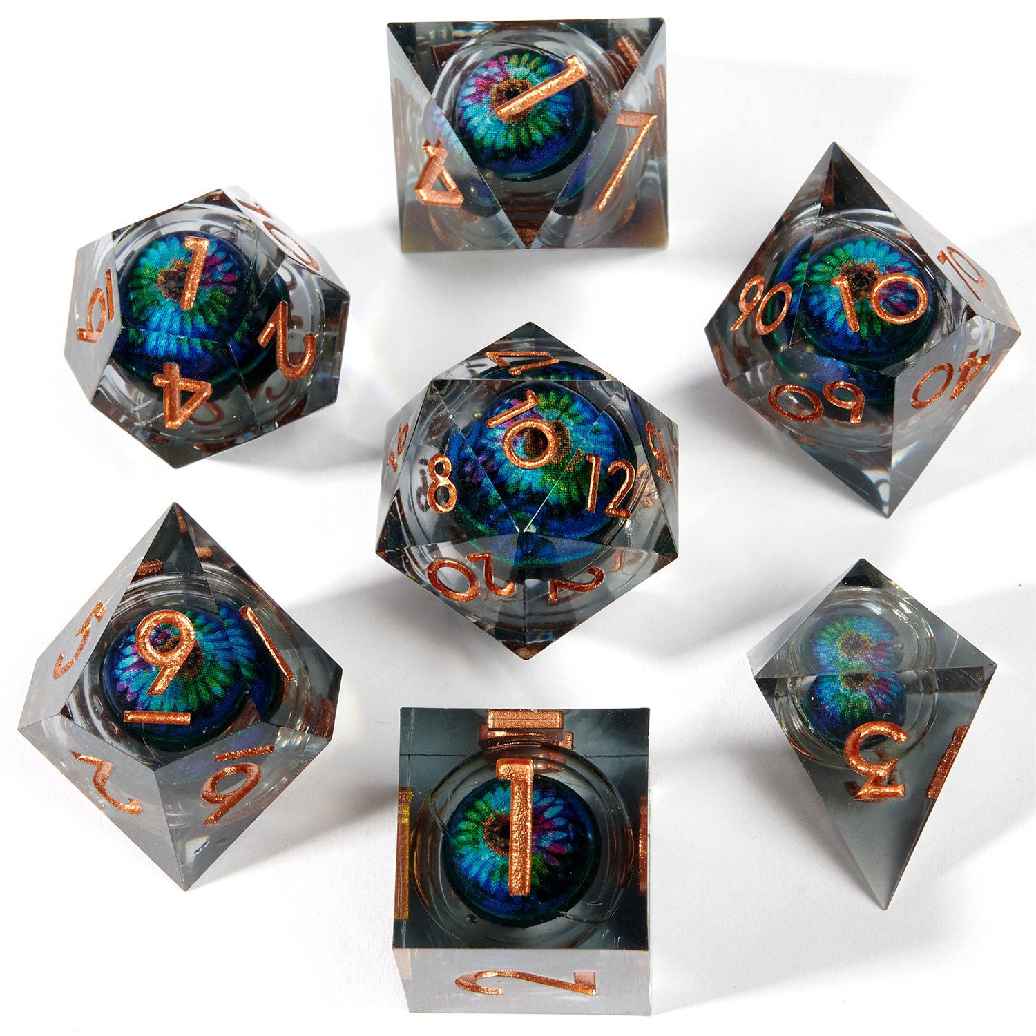 MTG/RPG/Dungeons&Dragons/role-playing Games Liquid Core Dice Set DND 7 Pieces Polyhedral Dice D&D2024 Latest Model