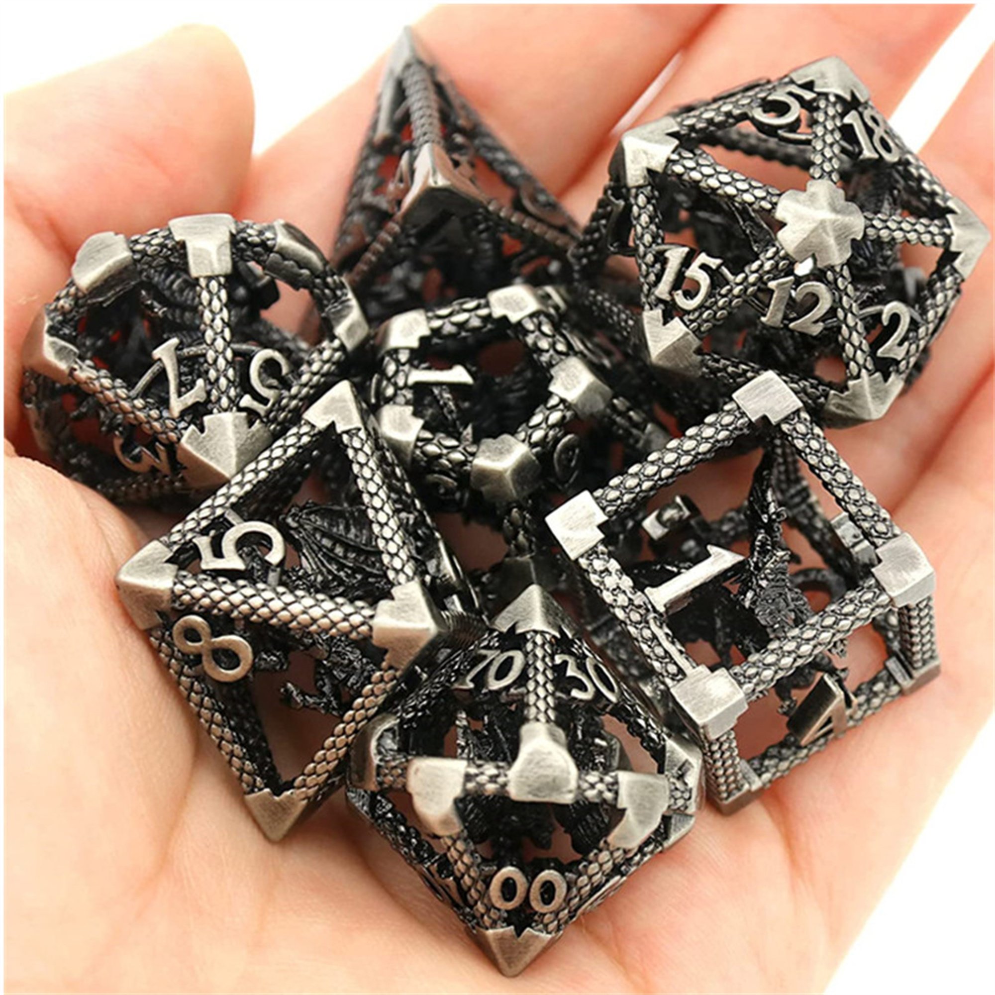 MINI PLANET DND Dice Set 3D Flying Dragon Metal Polyhedral Dice For TRPG Dungeons&Dragons Game Wholesale Custom Metal Dice Set