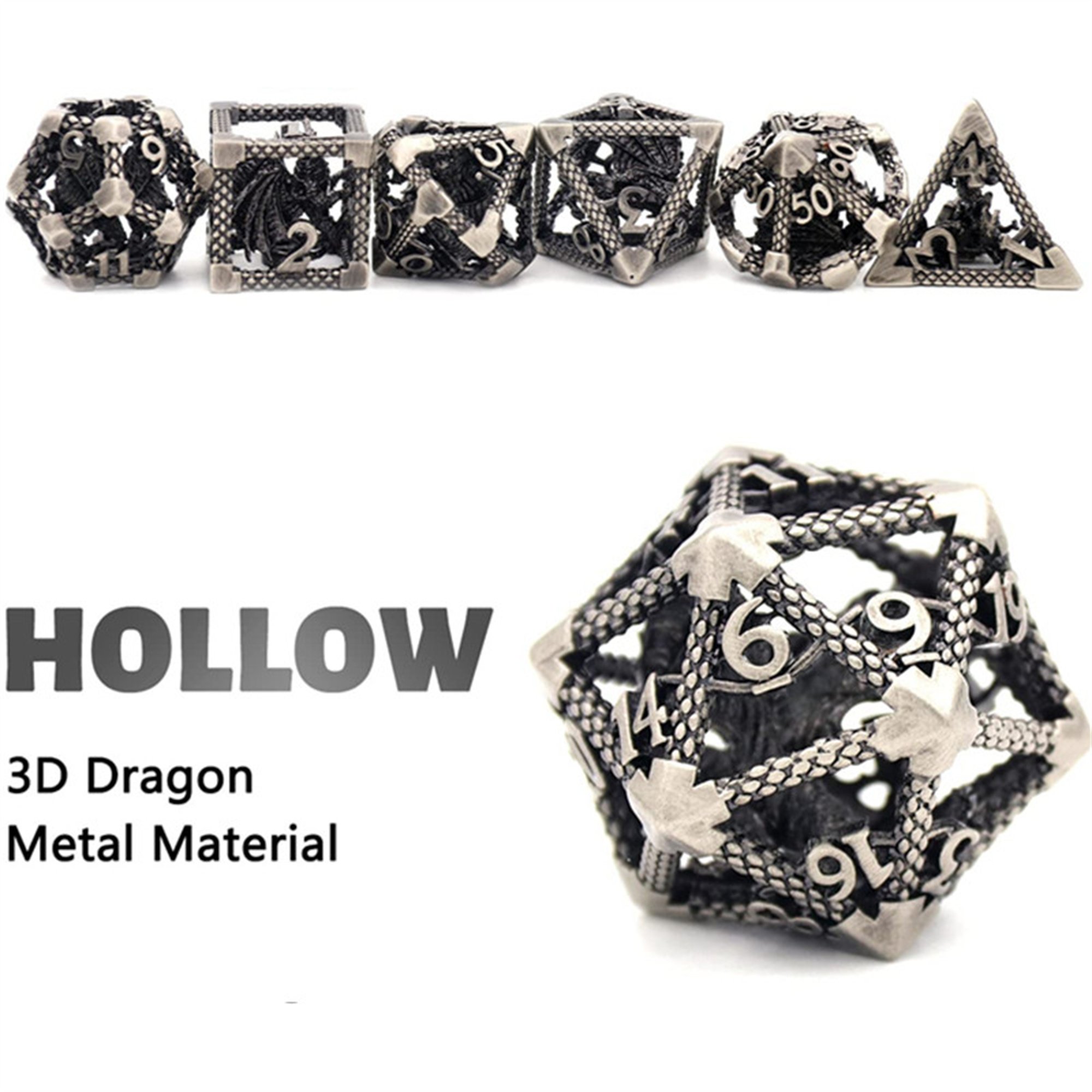MINI PLANET DND Dice Set 3D Flying Dragon Metal Polyhedral Dice For TRPG Dungeons&Dragons Game Wholesale Custom Metal Dice Set