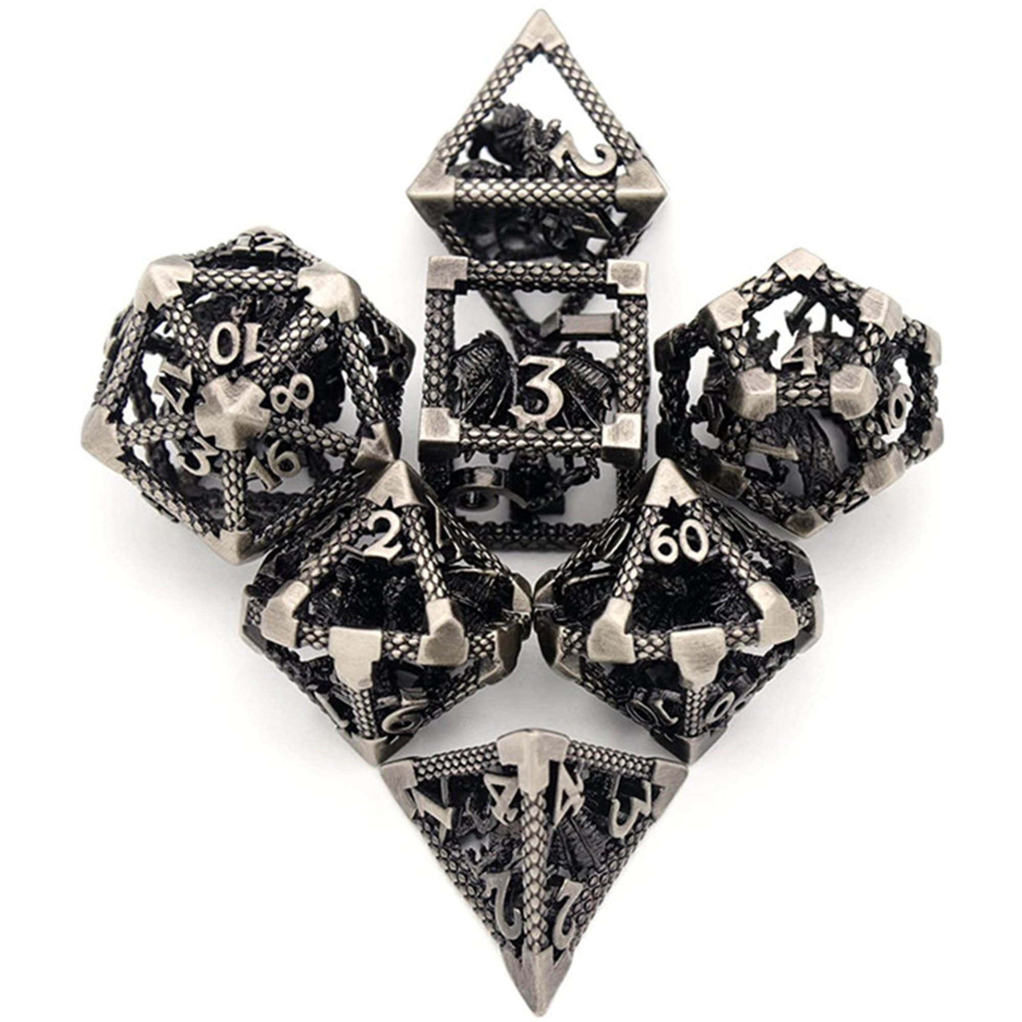 MINI PLANET DND Dice Set 3D Flying Dragon Metal Polyhedral Dice For TRPG Dungeons&Dragons Game Wholesale Custom Metal Dice Set