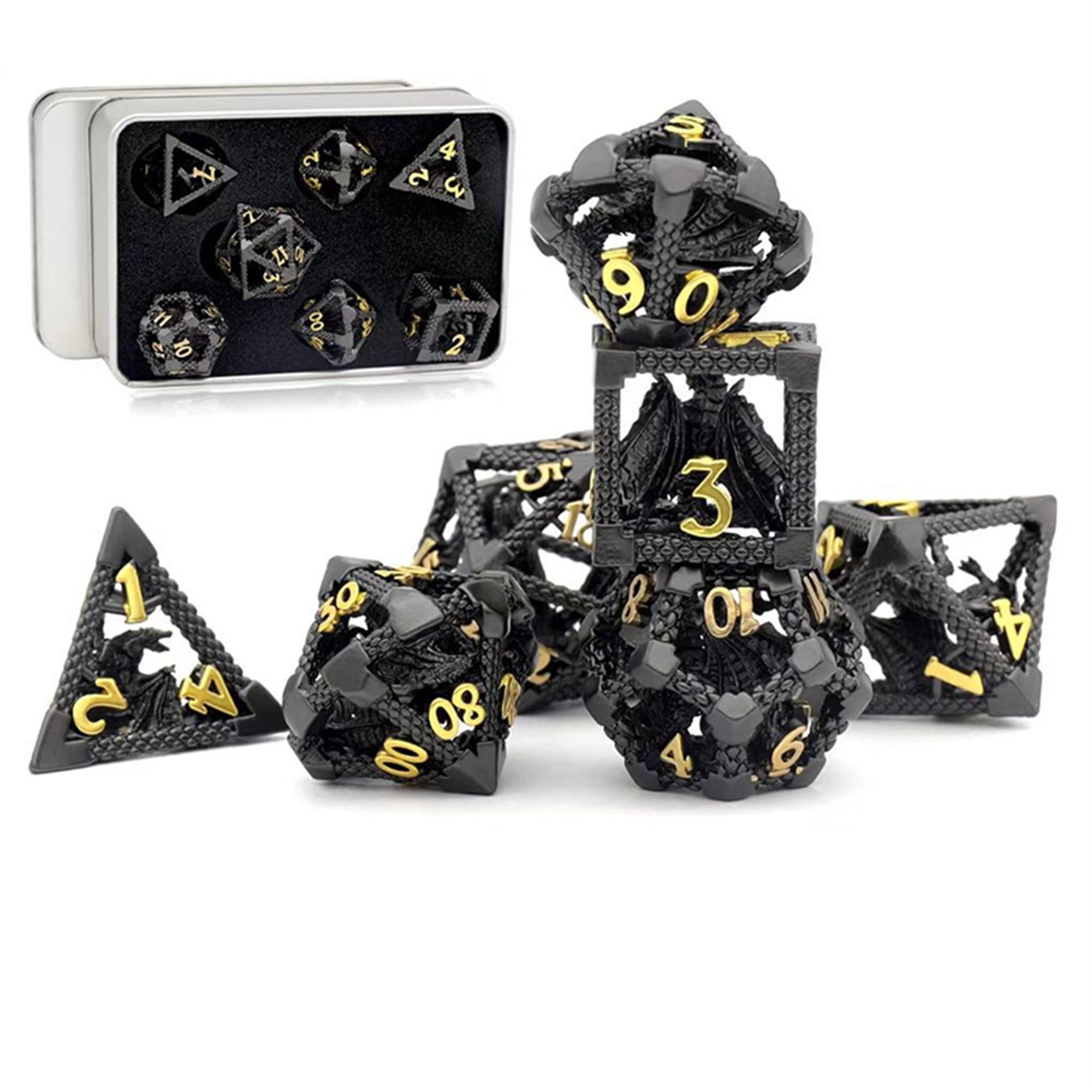 MINI PLANET DND Dice Set 3D Flying Dragon Metal Polyhedral Dice For TRPG Dungeons&Dragons Game Wholesale Custom Metal Dice Set
