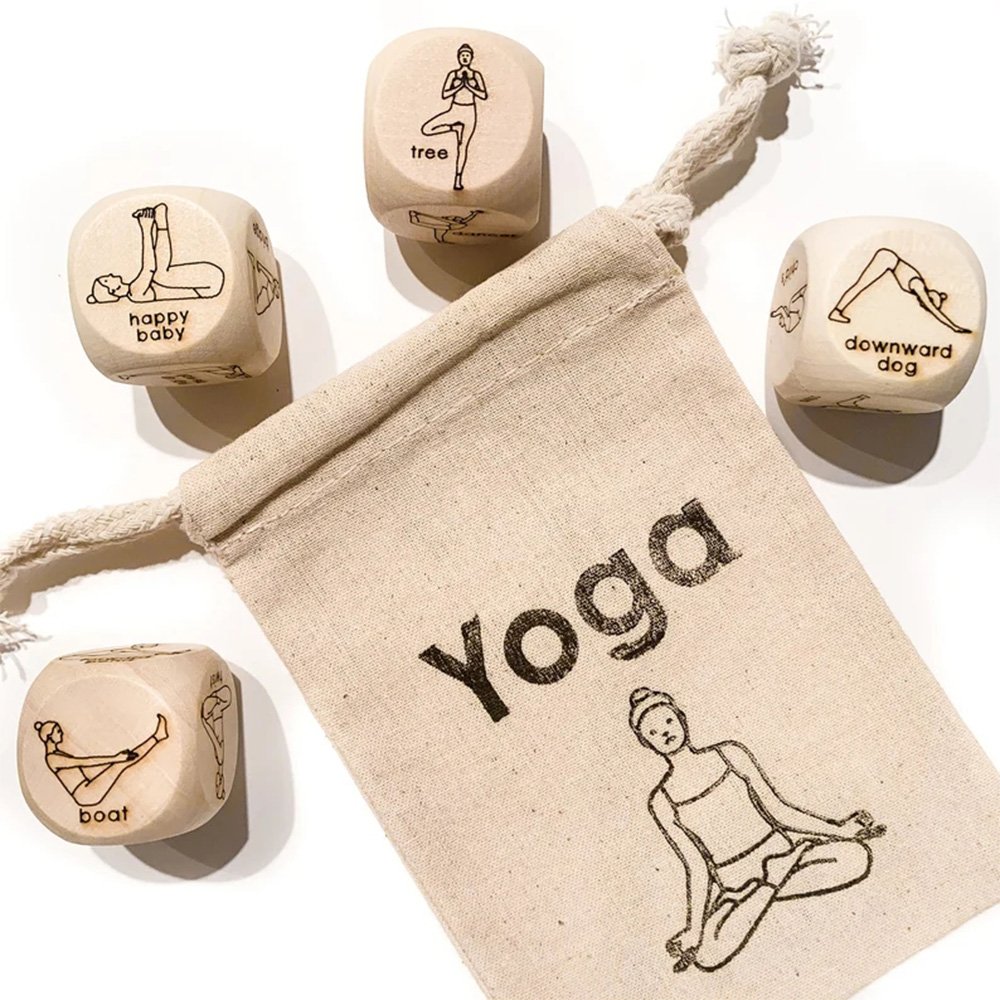 Wholesale Customizable Logo Laser D6 Polyhedral Wooden Yoga Dice Fun Exercise Game with Personalized Design