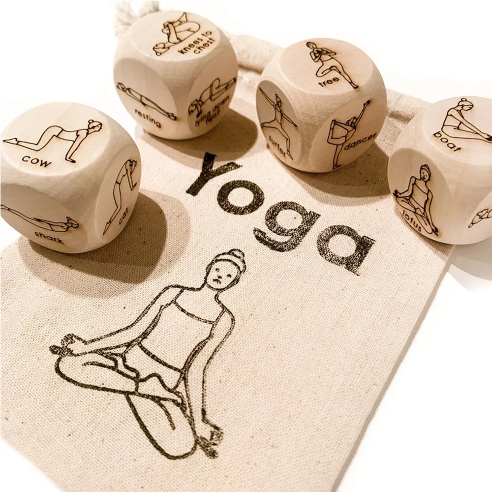 Wholesale Customizable Logo Laser D6 Polyhedral Wooden Yoga Dice Fun Exercise Game with Personalized Design