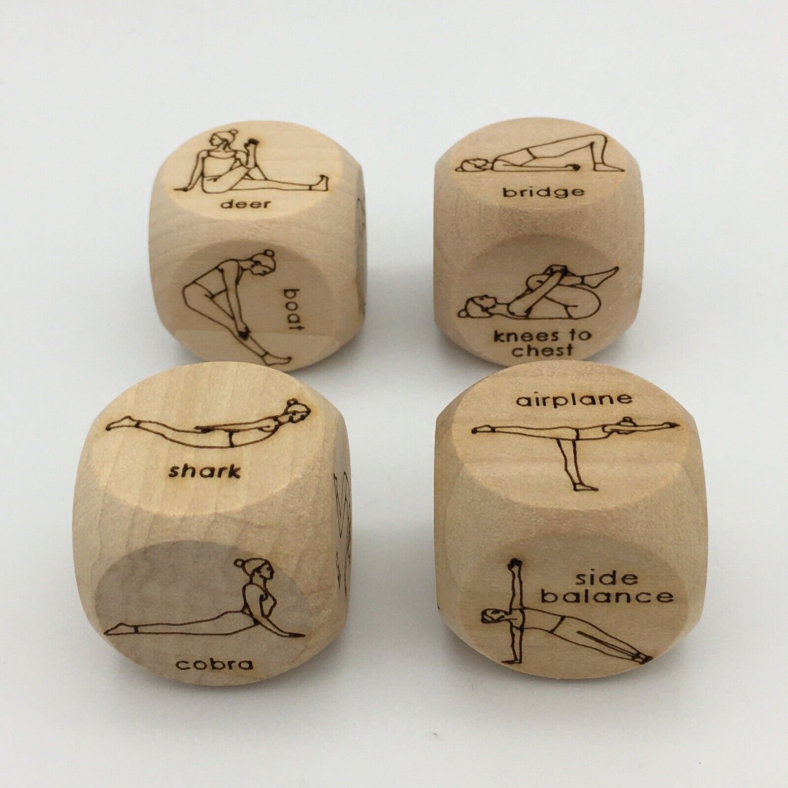 Wholesale Customizable Logo Laser D6 Polyhedral Wooden Yoga Dice Fun Exercise Game with Personalized Design