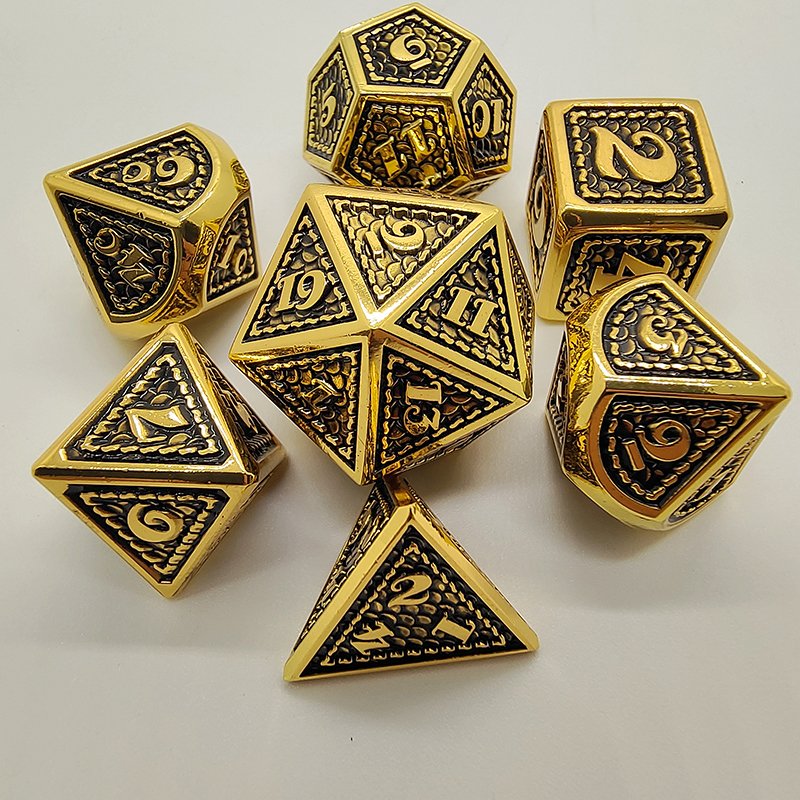 Dragon Scale Dice Set Large Dungeons and Dragons Metal Dice Polyhedral D&D for RPG D20 Role Playing DND Dice