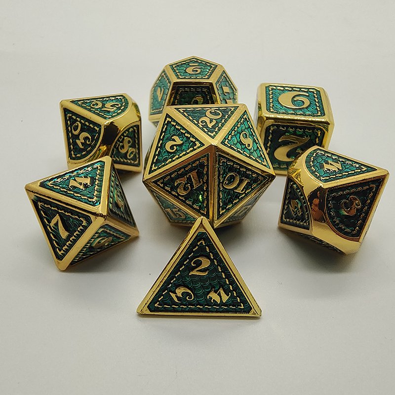 Dragon Scale Dice Set Large Dungeons and Dragons Metal Dice Polyhedral D&D for RPG D20 Role Playing DND Dice