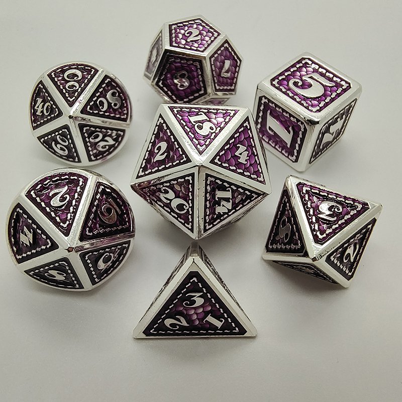 Dragon Scale Dice Set Large Dungeons and Dragons Metal Dice Polyhedral D&D for RPG D20 Role Playing DND Dice