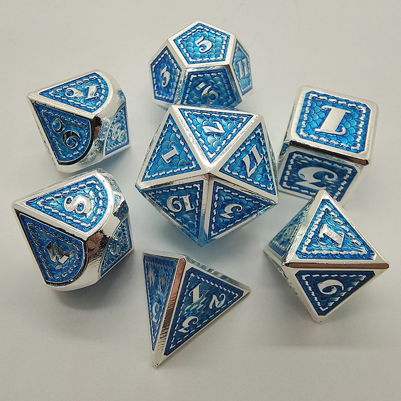 Dragon Scale Dice Set Large Dungeons and Dragons Metal Dice Polyhedral D&D for RPG D20 Role Playing DND Dice