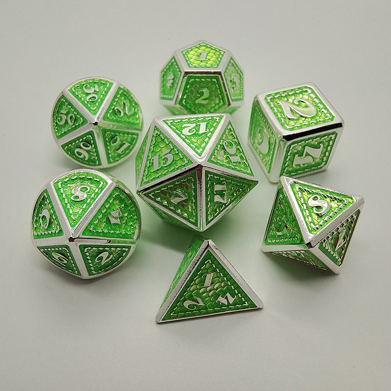 Dragon Scale Dice Set Large Dungeons and Dragons Metal Dice Polyhedral D&D for RPG D20 Role Playing DND Dice