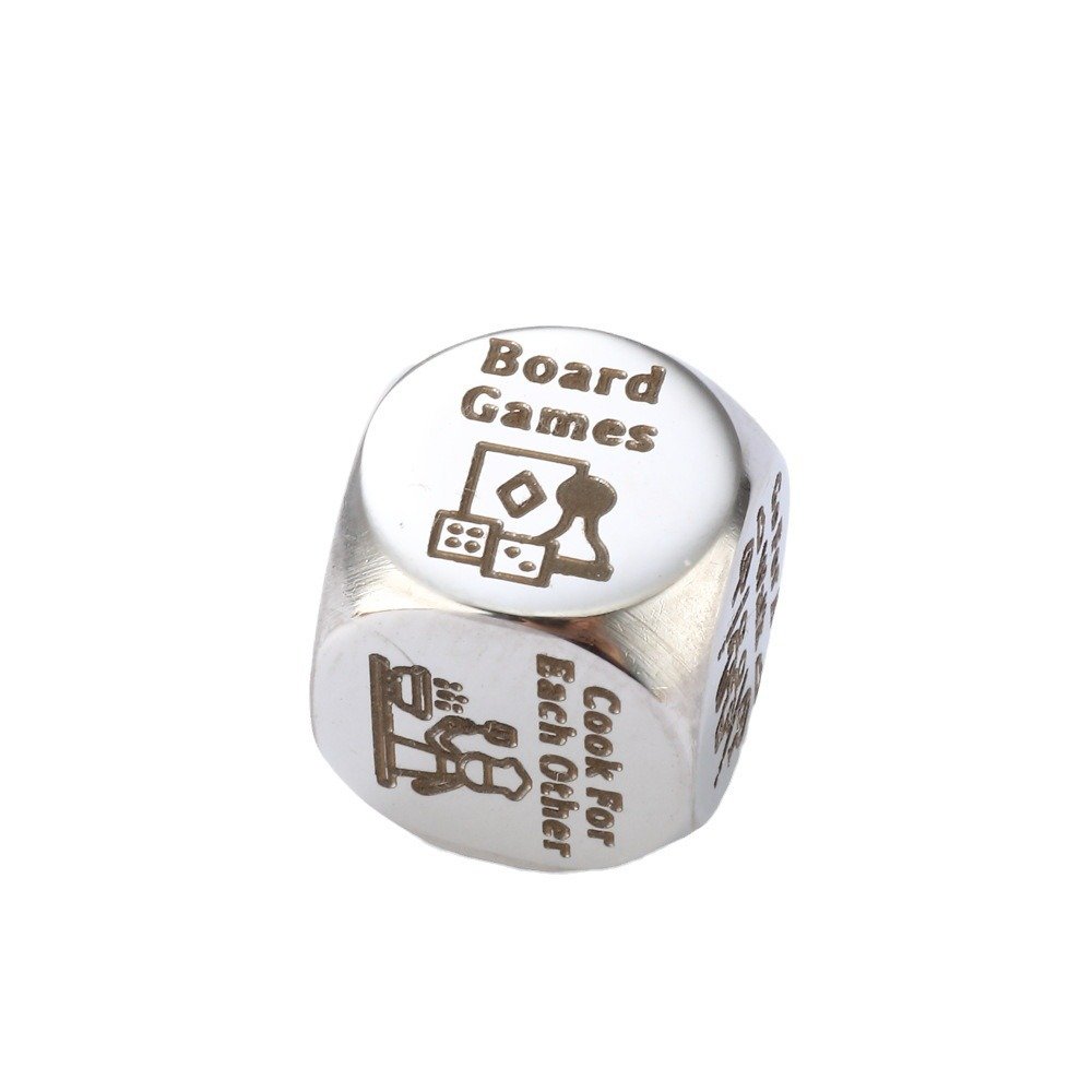Hot Sale Stainless Steel Durable Unique Design Roll the Dice Date Night Food Decision Metal Dice For Boyfriend