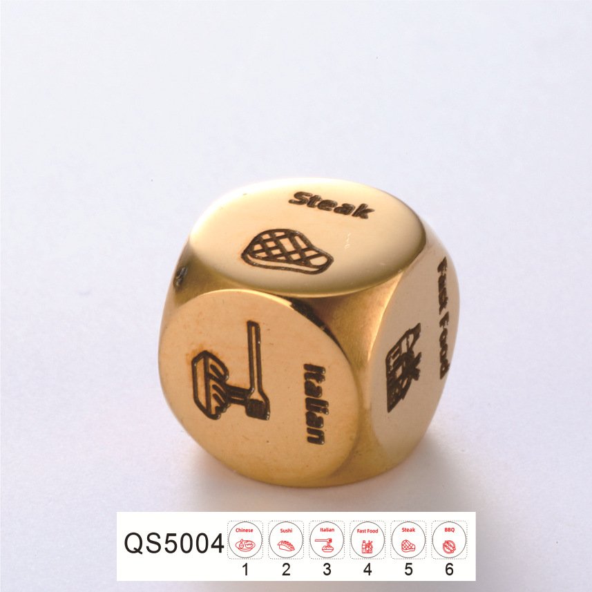 Hot Sale Stainless Steel Durable Unique Design Roll the Dice Date Night Food Decision Metal Dice For Boyfriend