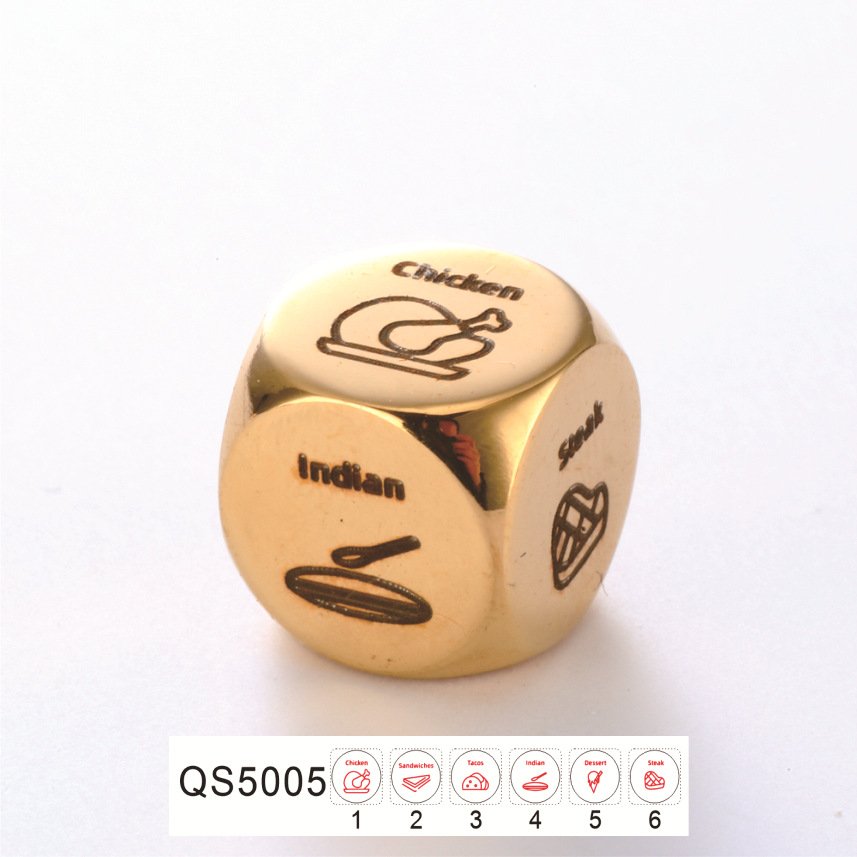 Hot Sale Stainless Steel Durable Unique Design Roll the Dice Date Night Food Decision Metal Dice For Boyfriend