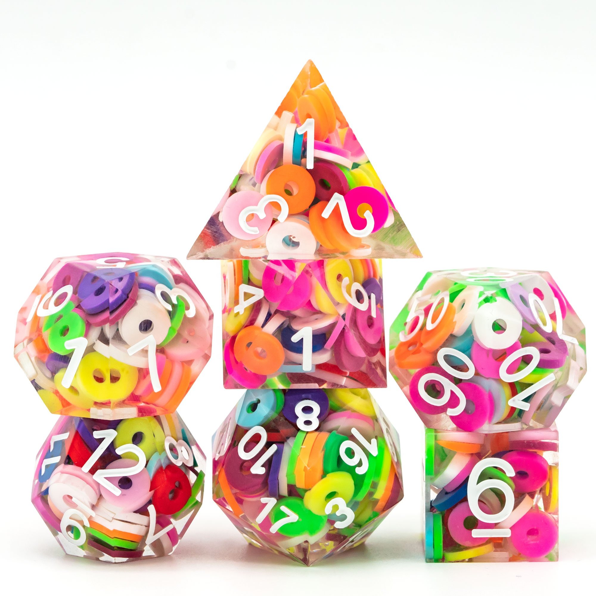 Udixi Custom Handmade Daisies/Circles Resin Dice Dungeons and Dragons DND role-playing game RPG board game Dice Set