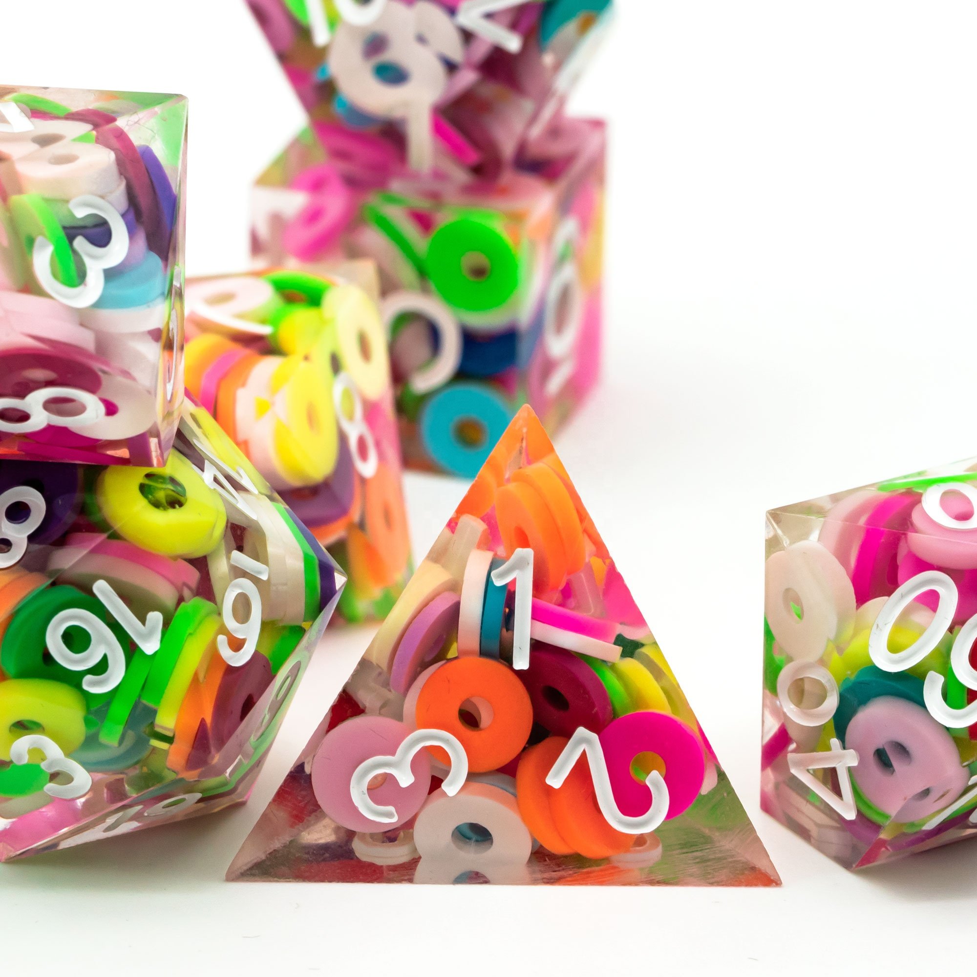 Udixi Custom Handmade Daisies/Circles Resin Dice Dungeons and Dragons DND role-playing game RPG board game Dice Set