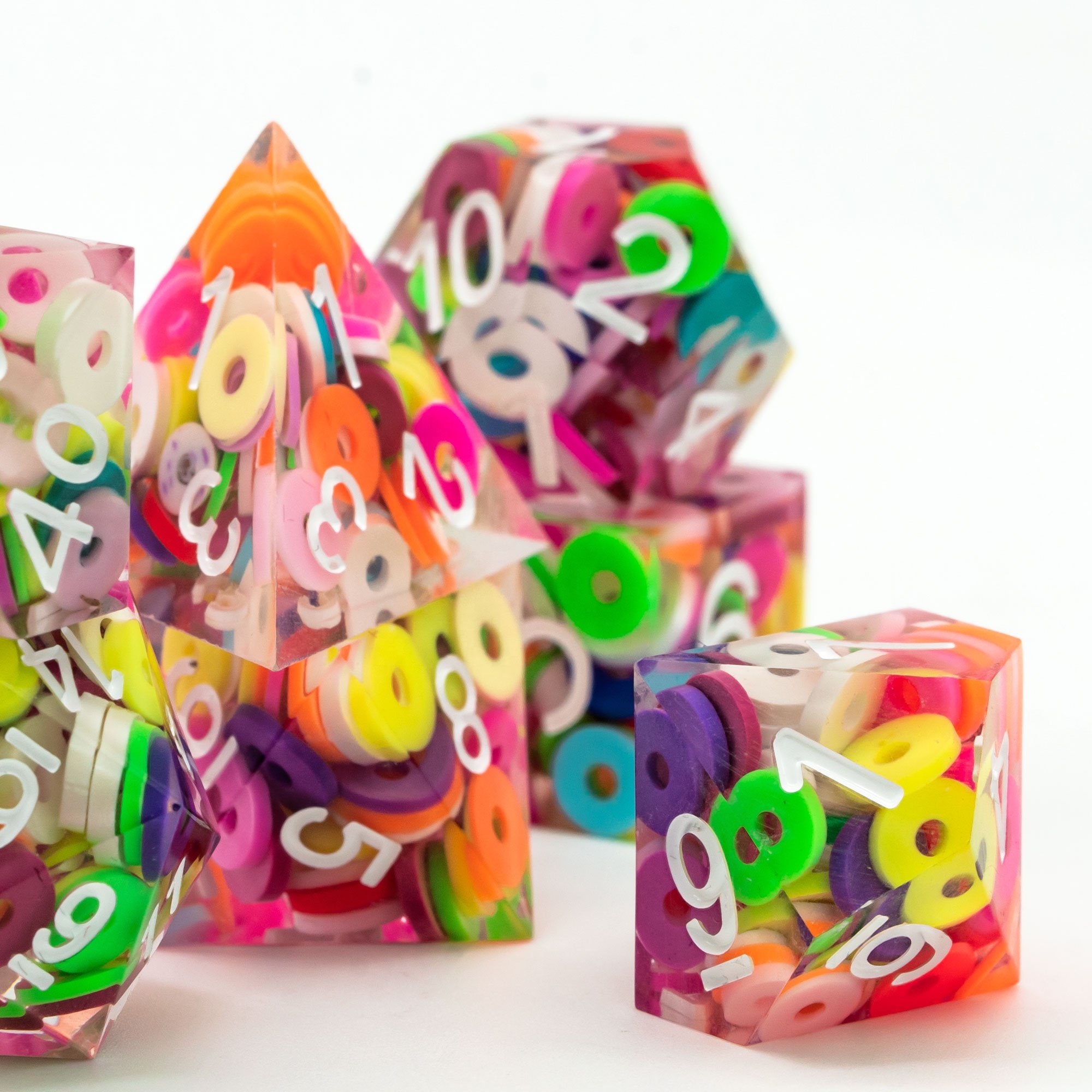 Udixi Custom Handmade Daisies/Circles Resin Dice Dungeons and Dragons DND role-playing game RPG board game Dice Set