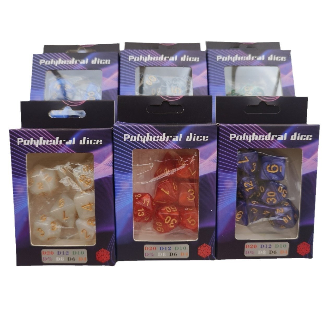 Wholesale Polyhedral Acrylic and Plastic Dice Custom package Logo Hot Sale Dice Set