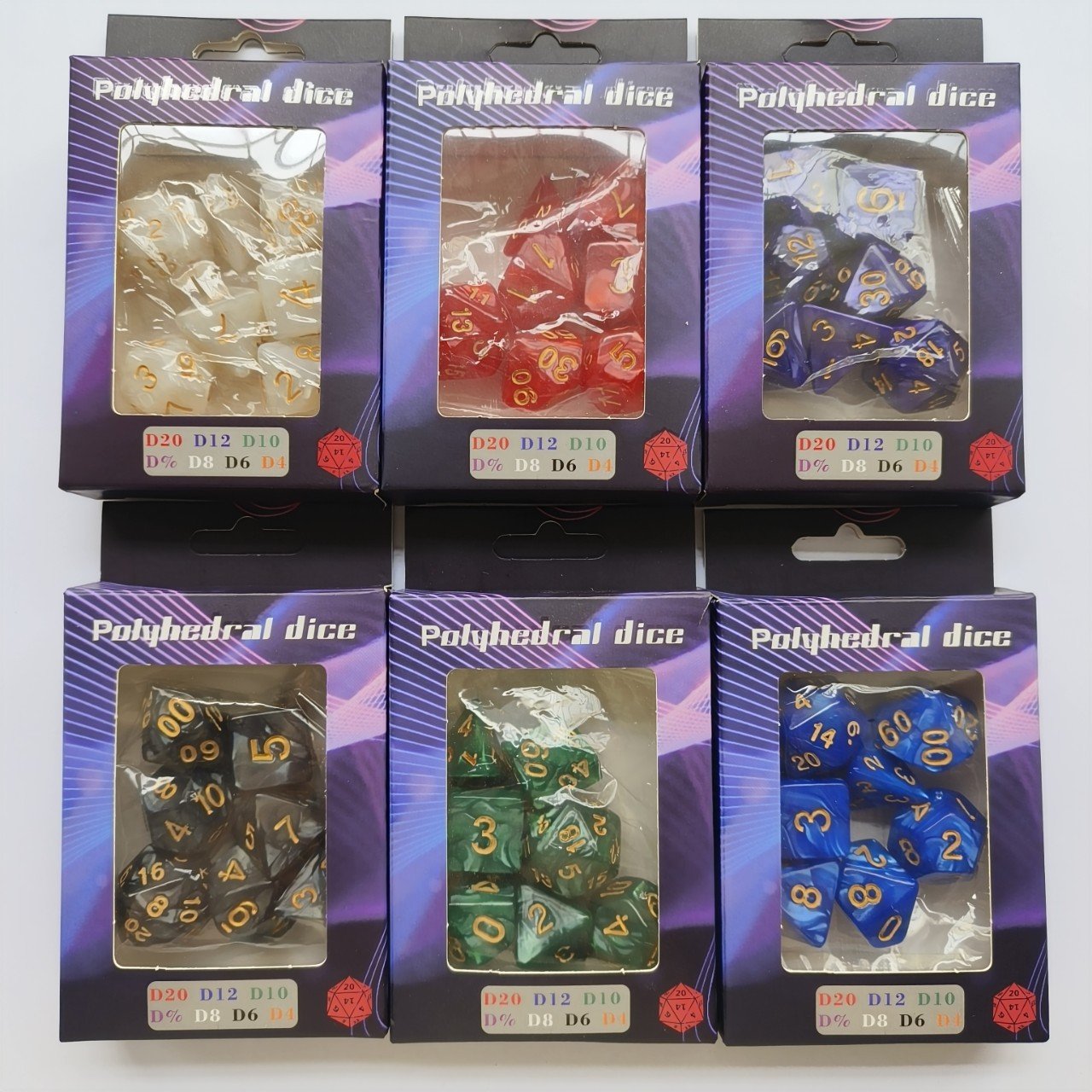 Wholesale Polyhedral Acrylic and Plastic Dice Custom package Logo Hot Sale Dice Set