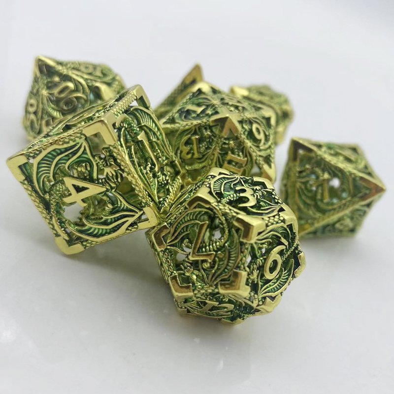 Newly Designed Metal Hollow Dragon Dice Polyhedral Shape Accessory for DND Dungeons Dragons COC Board Games