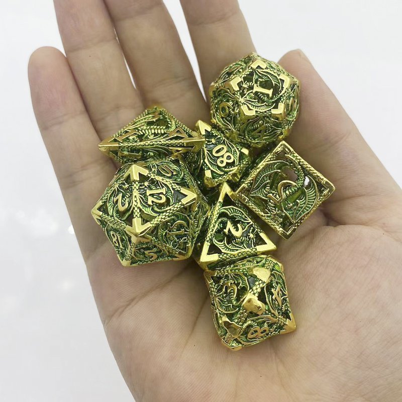 Newly Designed Metal Hollow Dragon Dice Polyhedral Shape Accessory for DND Dungeons Dragons COC Board Games