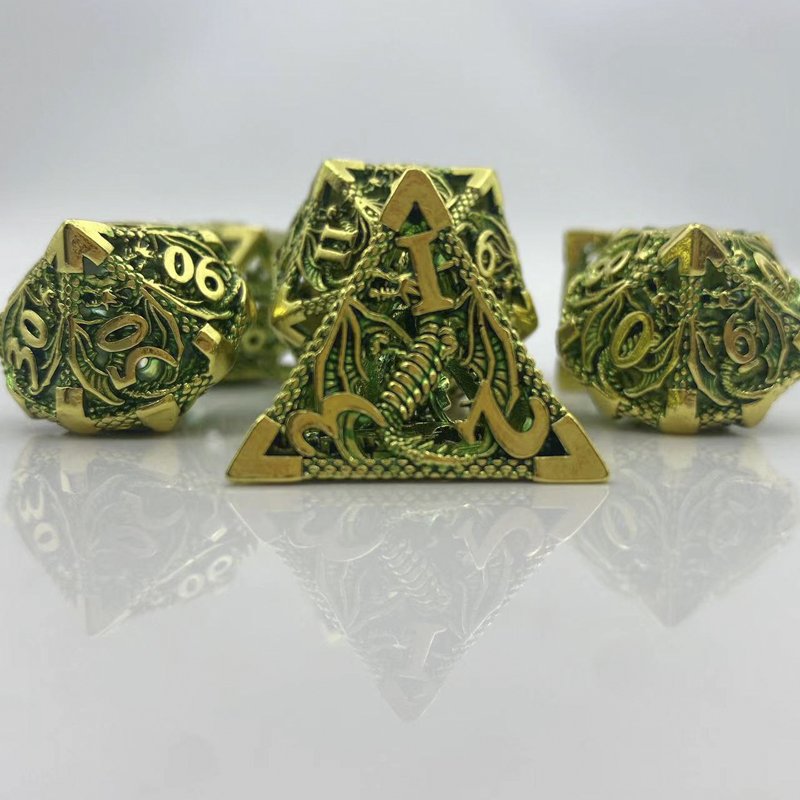 Newly Designed Metal Hollow Dragon Dice Polyhedral Shape Accessory for DND Dungeons Dragons COC Board Games