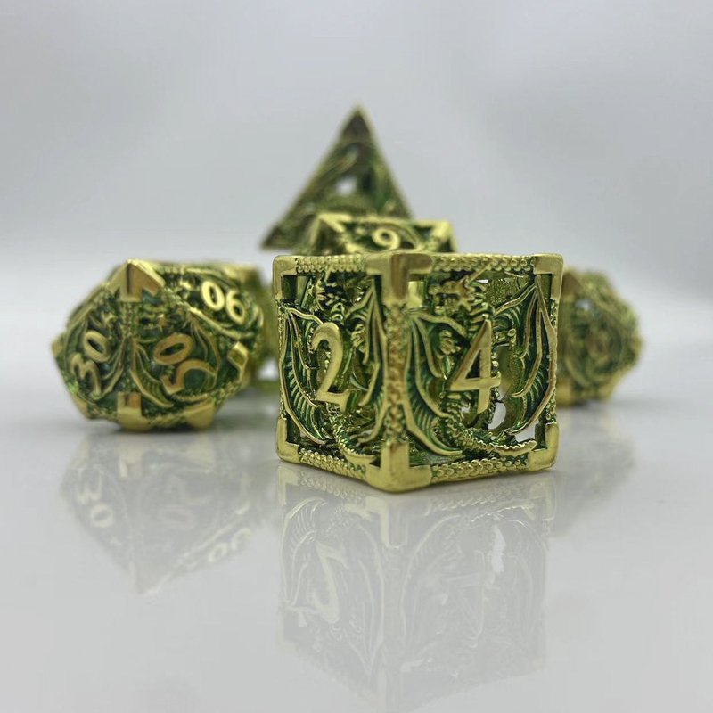Newly Designed Metal Hollow Dragon Dice Polyhedral Shape Accessory for DND Dungeons Dragons COC Board Games