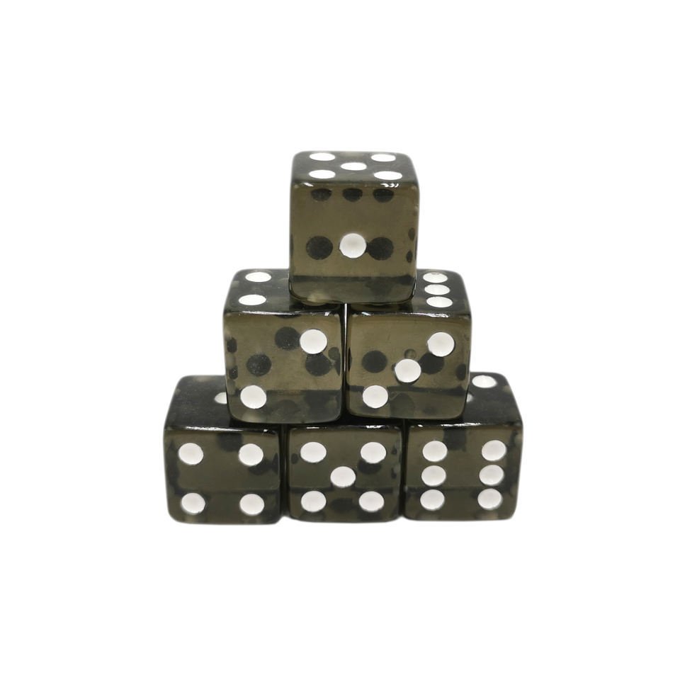 DESKJOY D6 Model Polyhedral Black Dice 16mm Acrylic for Board Games RPG DND with Rounded and Square Shapes Accessory for Gaming
