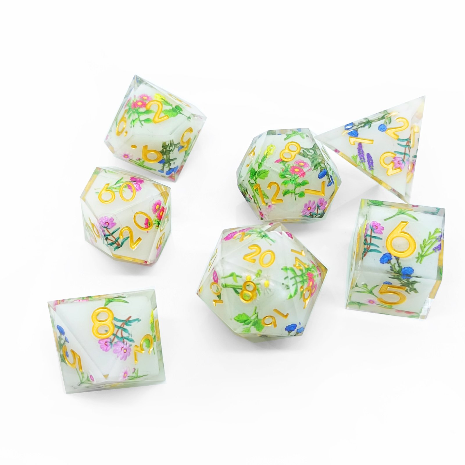 Unique Flower Resin Dice Vivid Flowers 20mm Roleplaying Dice Game DND Resin Dice