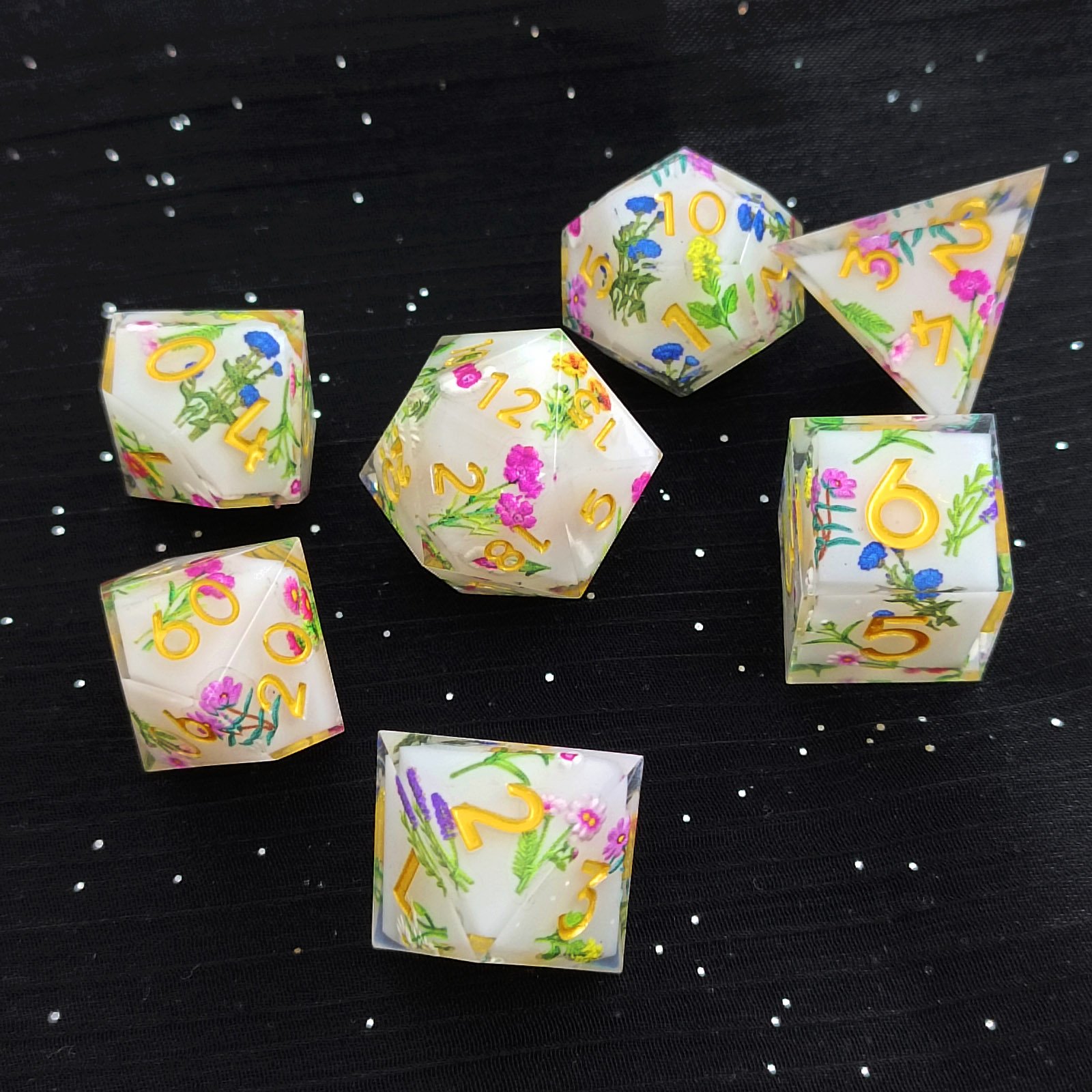 Unique Flower Resin Dice Vivid Flowers 20mm Roleplaying Dice Game DND Resin Dice