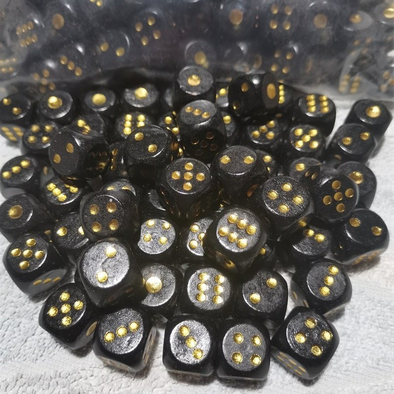 Factory directly supply 10mm black acrylic dice square d6 sided with straight corner and white dot for casino/Board games